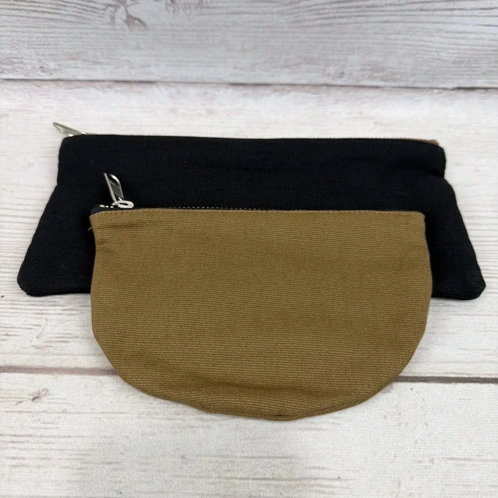 Elizabeth Suzann Zip Pouch 2-Piece Set Cotton Canvas Black & Brown